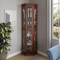 Walnut 5 Sided Lighted Corner Curio Cabinet B431912