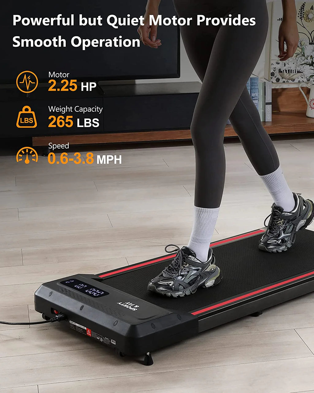 Black Portable Treadmill with Bluetooth Speaker I9075
