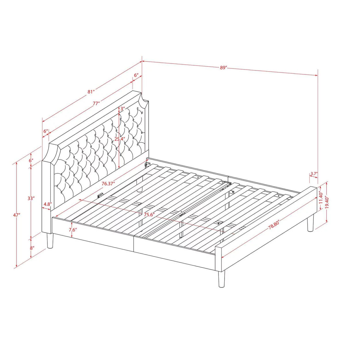 2-Piece Wood King Bedroom Set C525423