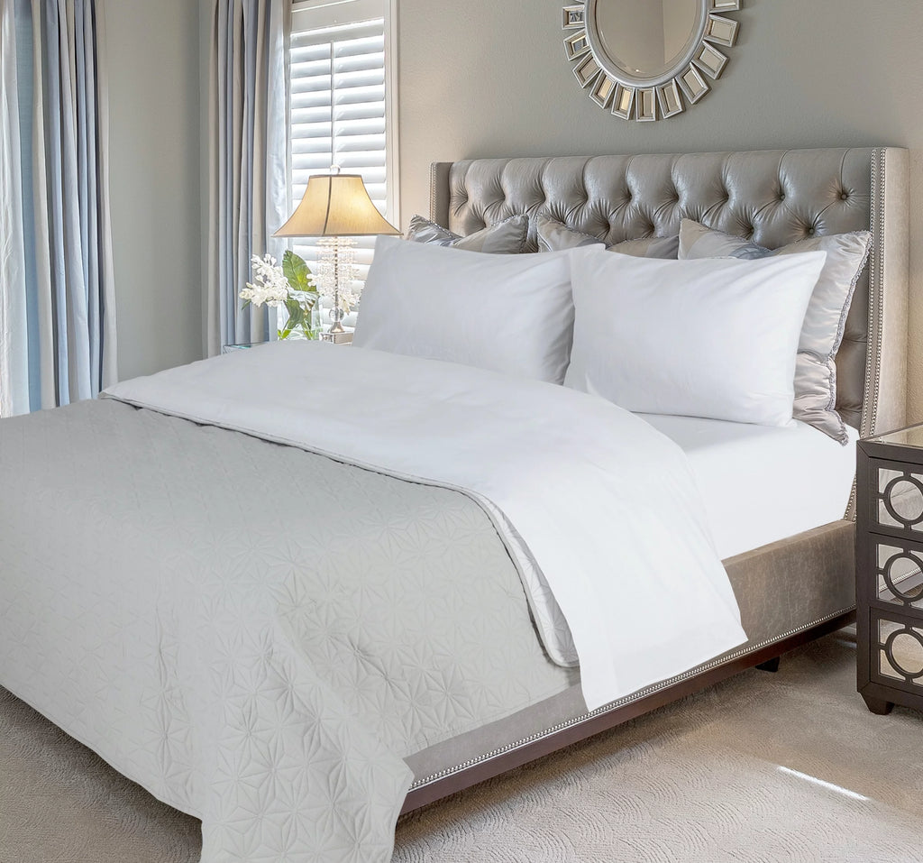 4 Piece 100% Cotton Flannel Queen Size White Bed Sheet Set H9745