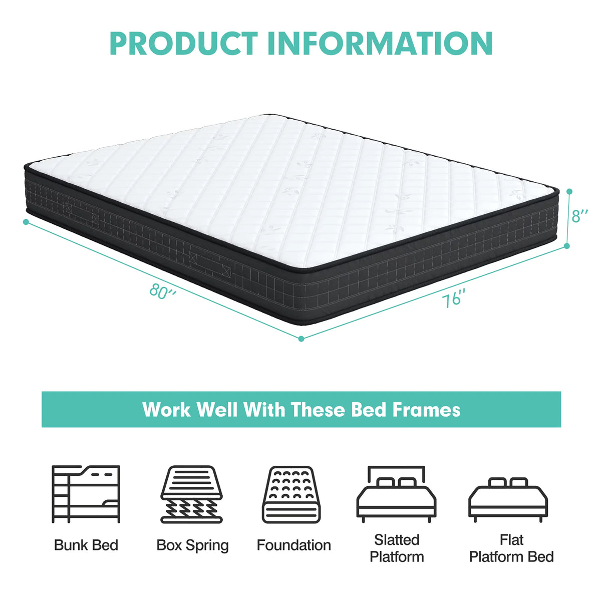 Queen Size Memory Foam Medium Firm Mattress L1665