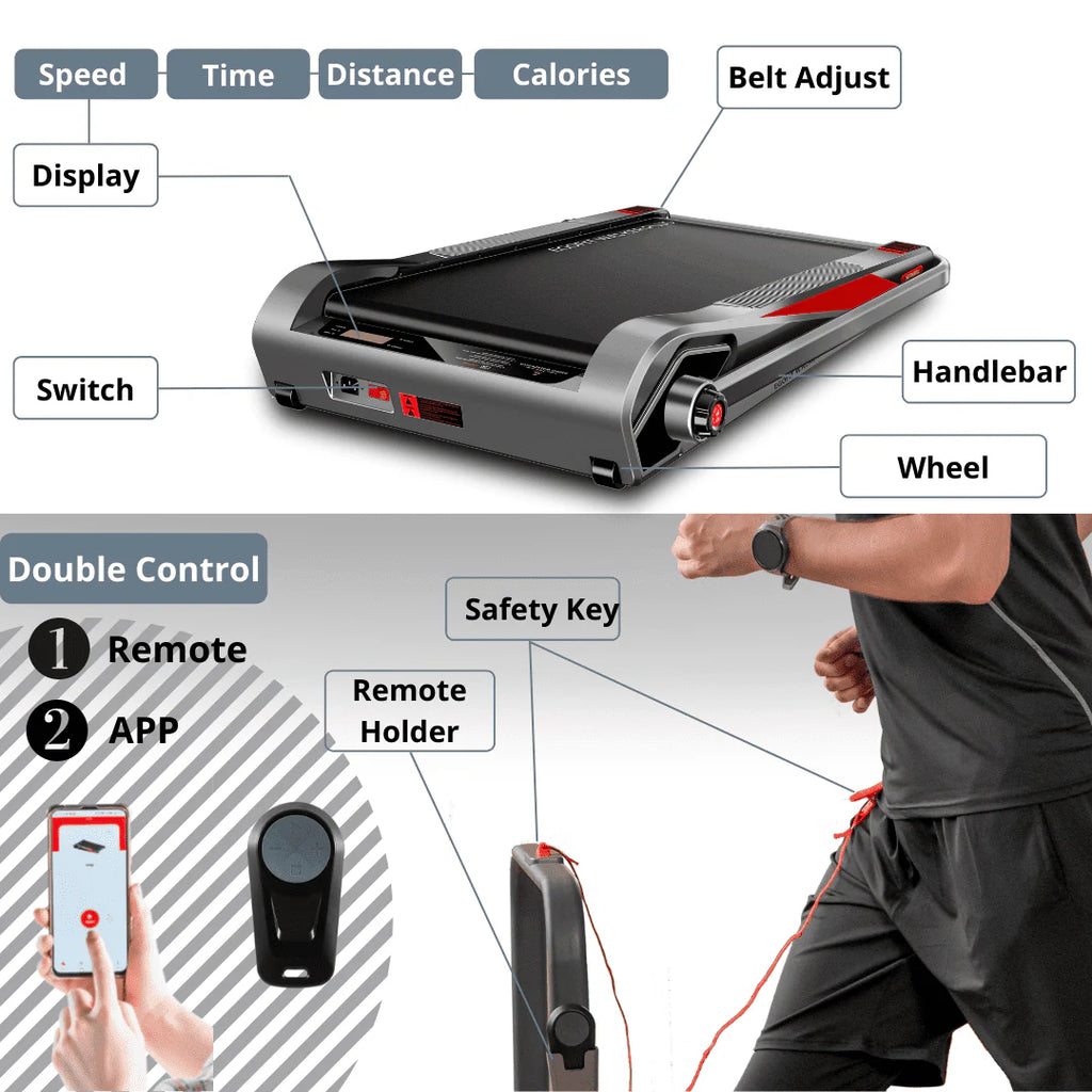 Motorized Folding Walking Treadmill with Handrails X122