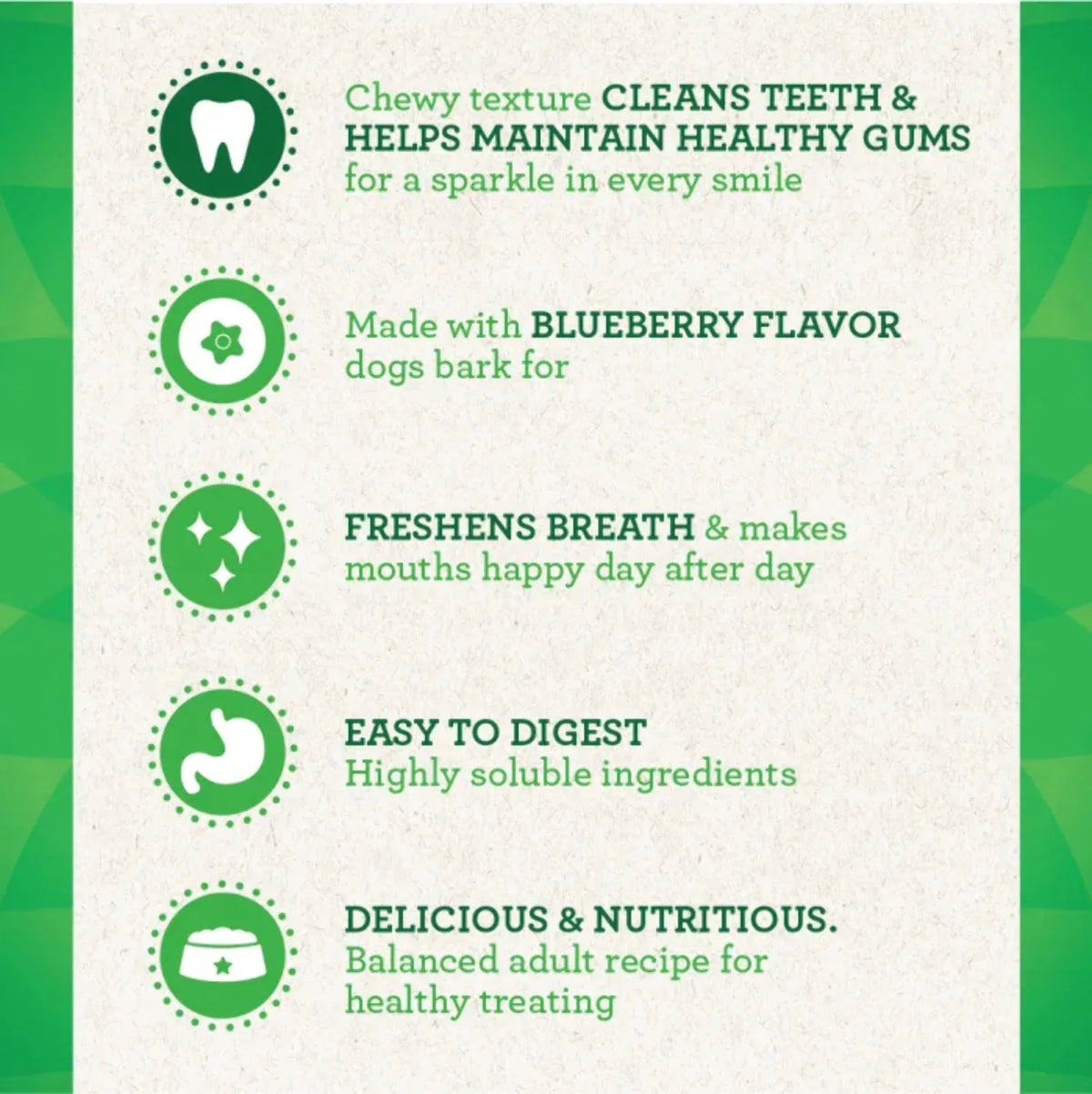 Blueberry Flavor Dental Treats for Dogs 12 oz Pouch M3517
