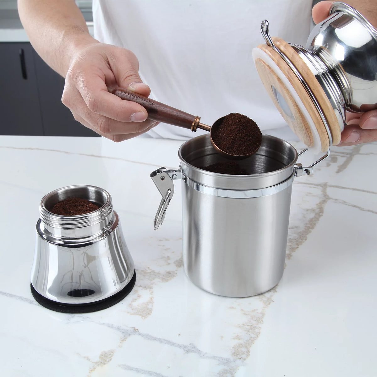 Manual Coffee Grinder with Airtight Canister, Adjustable Stainless Steel Burr S539