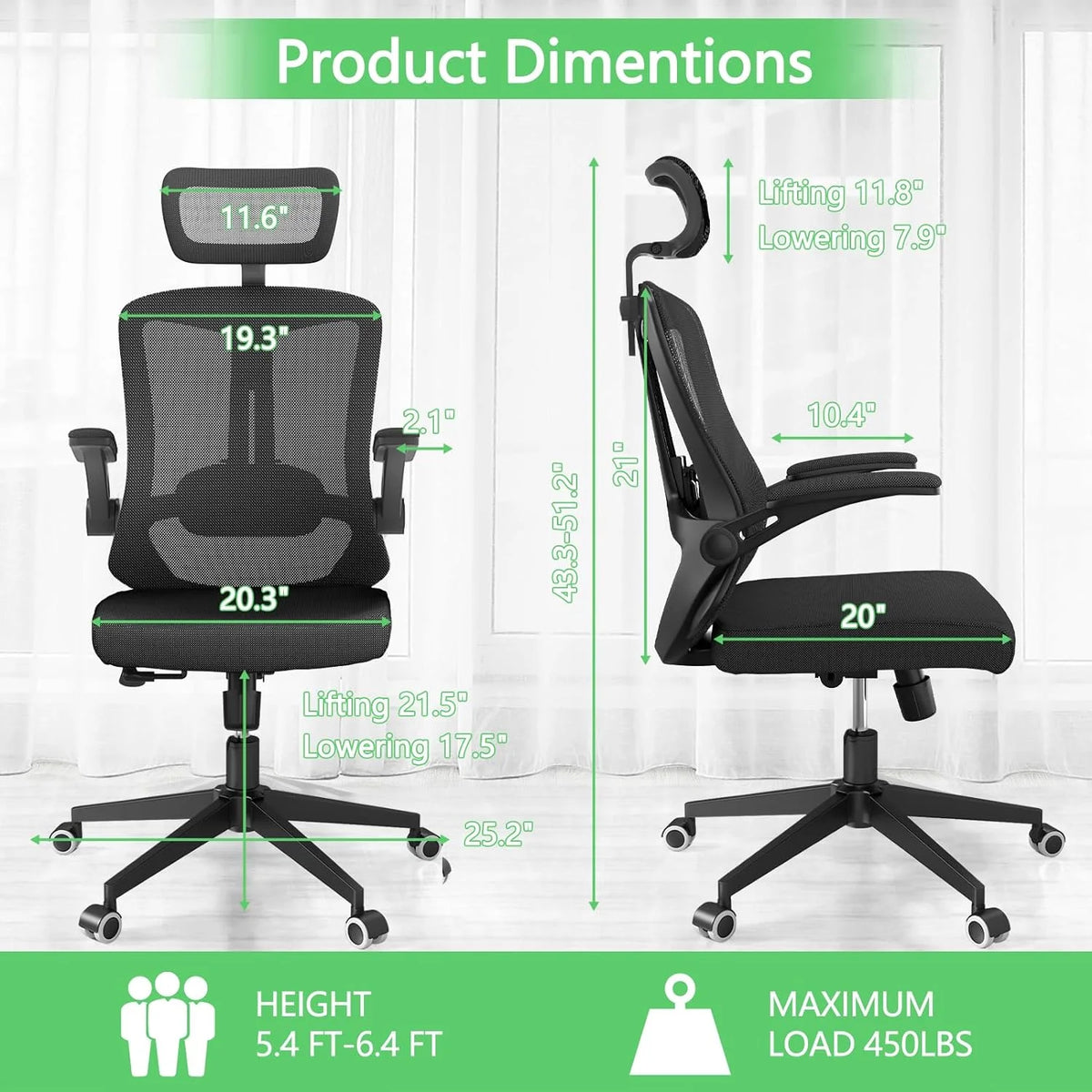 Khaki Ergonomic Mesh Computer Chair with Lumbar Support Y933084