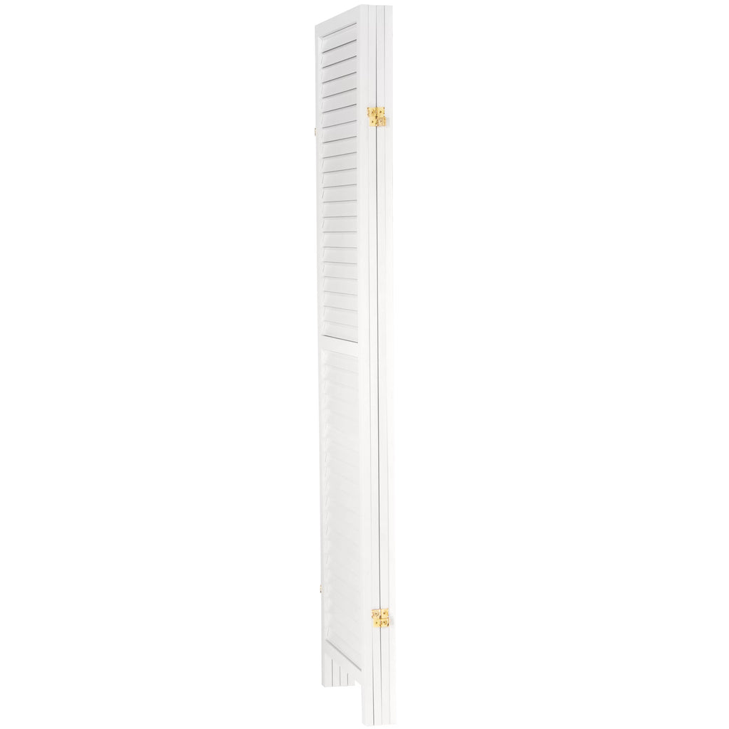 6 ft. Tall Wooden Louvered Room Divider White - 4 Panel C1333