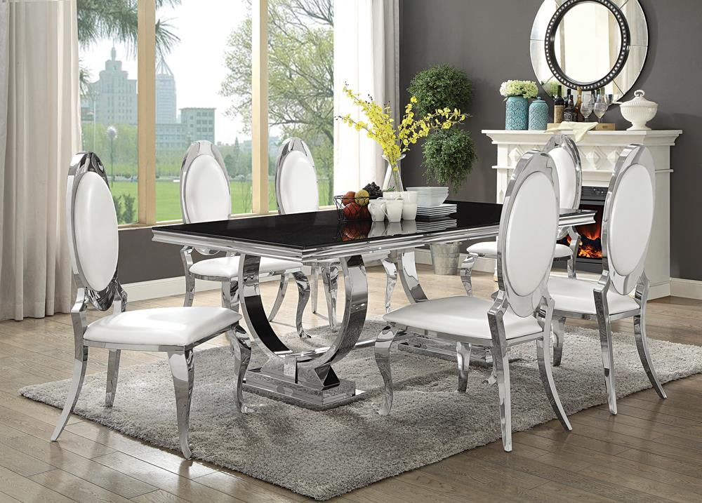 Rectangular Dining Table Chrome and Black L591605