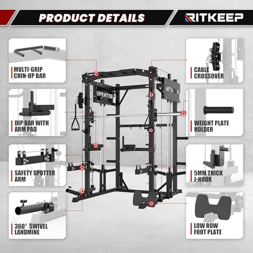 Smith Machine with Adjustable Weight Bench and Pulley System R2326