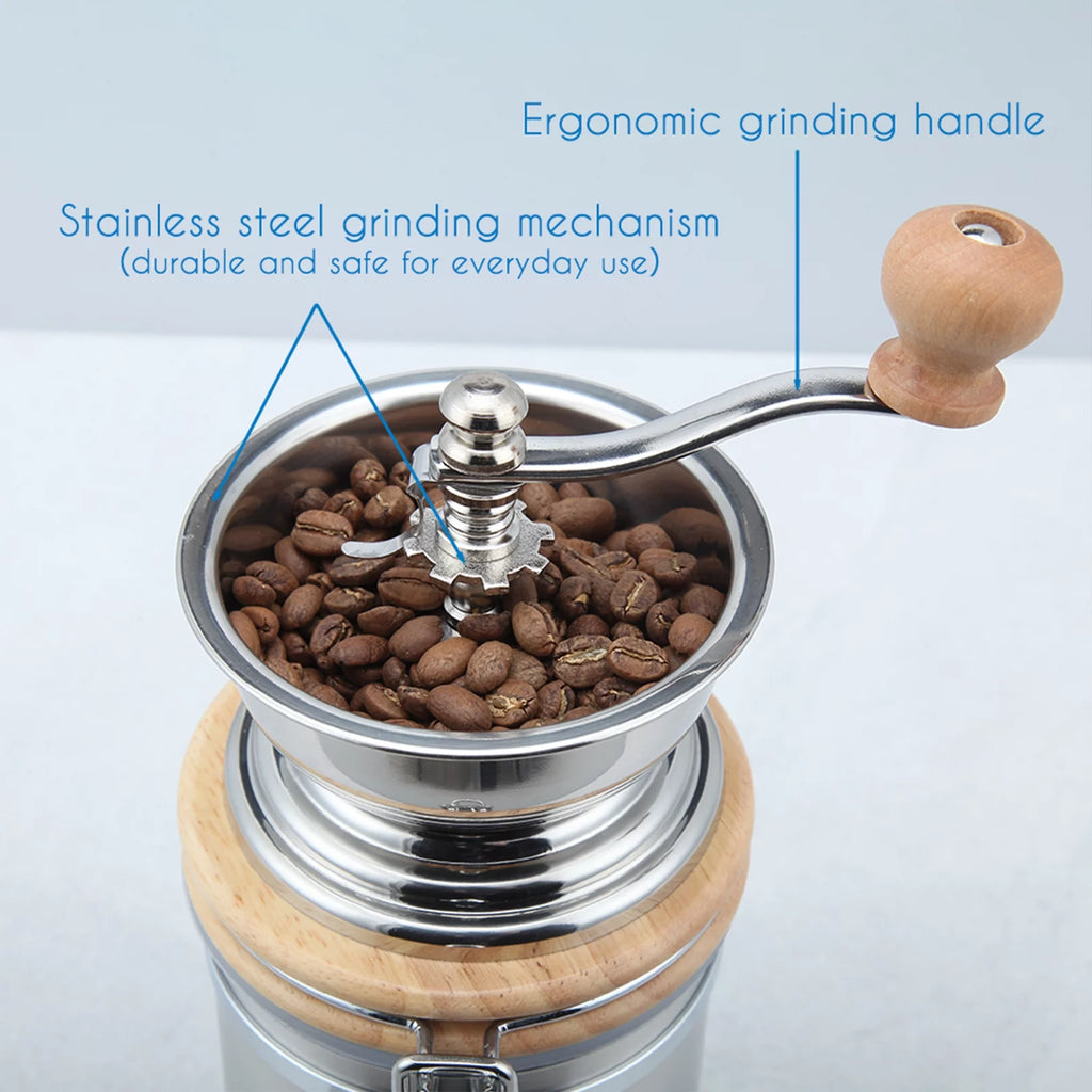 Manual Coffee Grinder with Airtight Canister, Adjustable Stainless Steel Burr S539