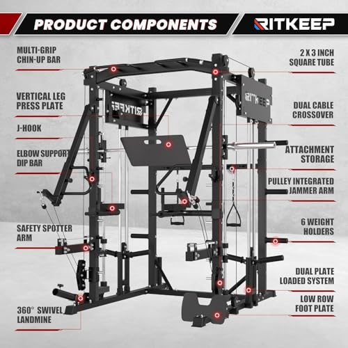 Smith Machine with Adjustable Weight Bench and Pulley System R2326