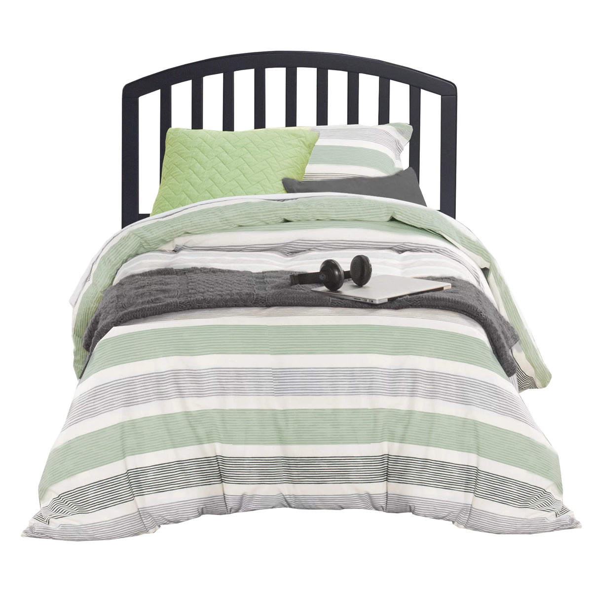 Black Wood Twin Headboard with Frame X875