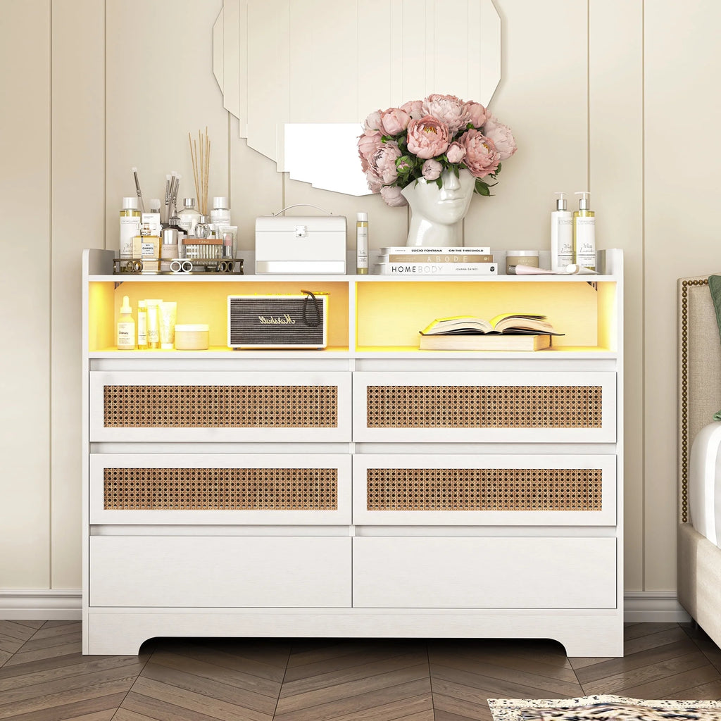 White 6 Drawer Dresser H905353