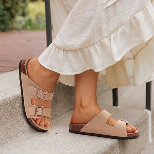 Women's Suede Adjustable Slide Sandals I66026