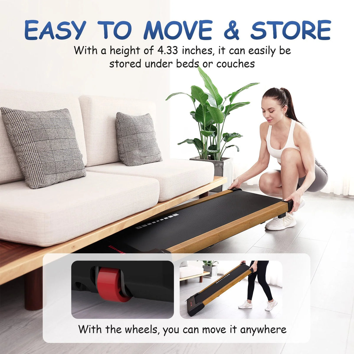 Portable Mini Treadmill 265 lbs Capacity with Remote Control U9575