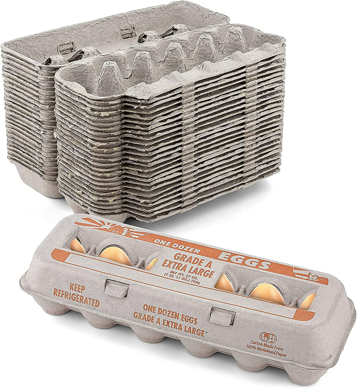 Printed XL Pulp Egg Cartons 12 Count Pack of 25 B9274
