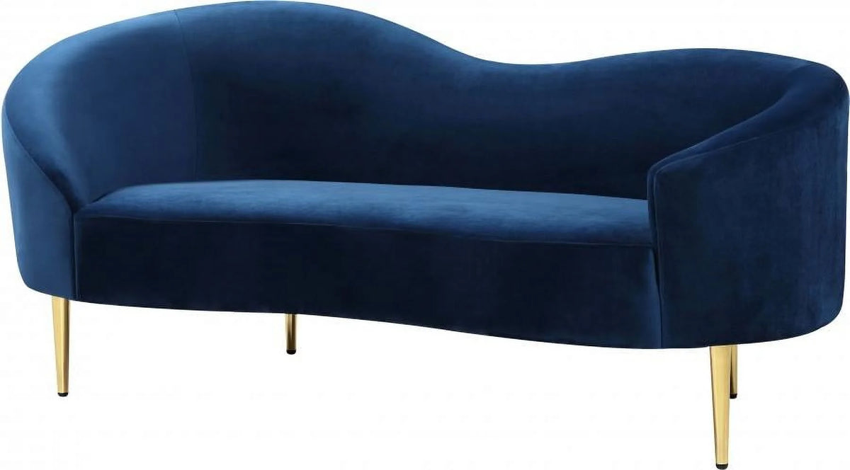 Navy Velvet 2Pcs Sofa & Loveseat Set Y922509