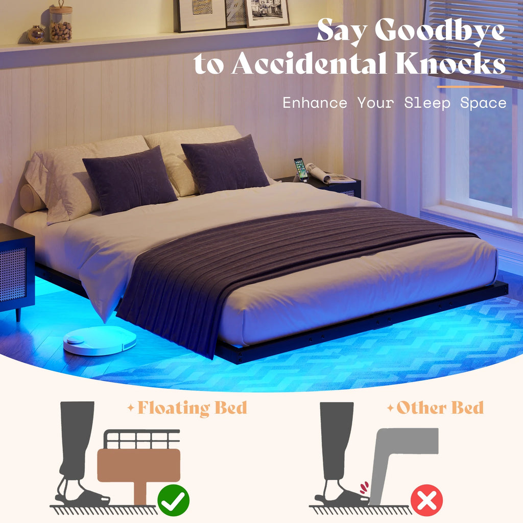 Queen Size LED Metal Platform Bed Frame Y208