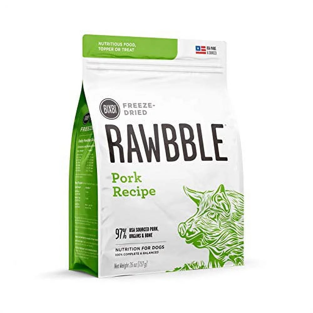 Freeze Dried Dog Food, Pork Recipe, 26 Oz B729419