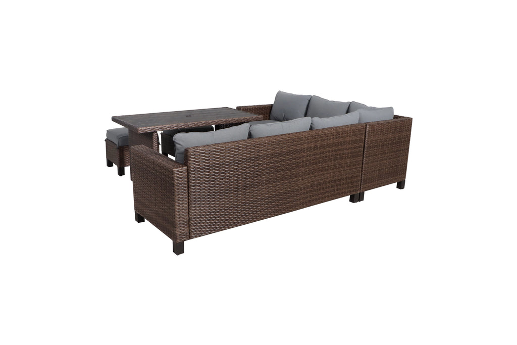 5-Piece Outdoor Wicker Dining Sectional Set J508990