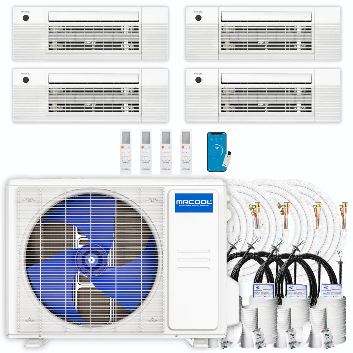 39,000 BTU 4 Zone Ceiling Cassette Ductless Air Conditioner and Heat Pump I480521