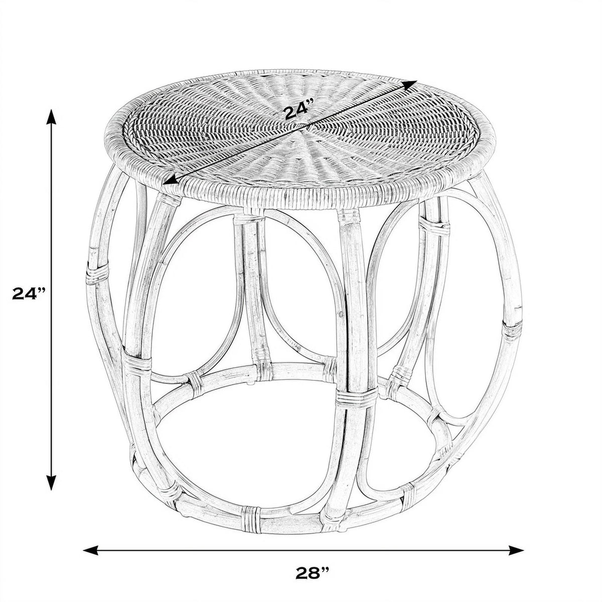 Woven Rattan Round End Table P445