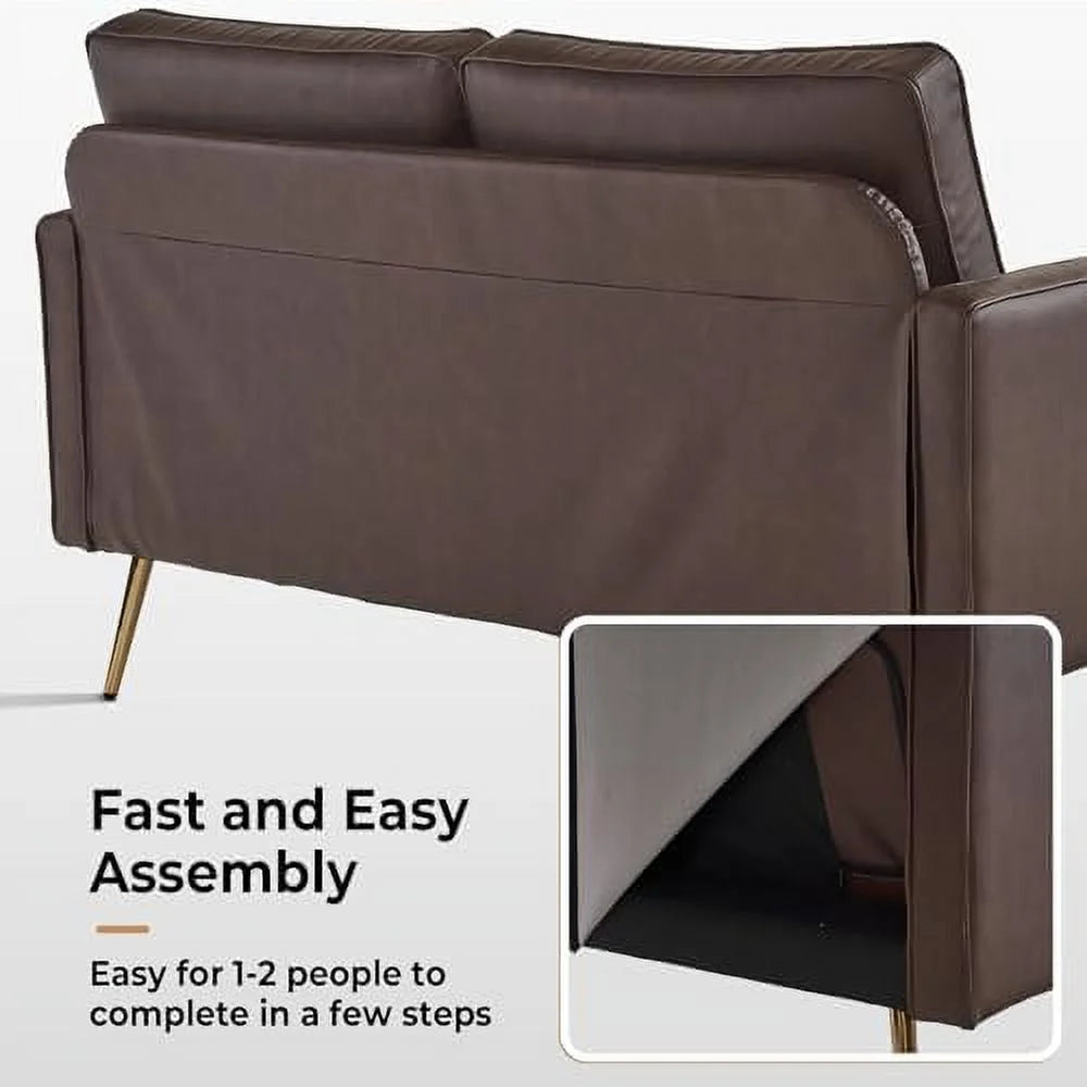 PU Leather Accent Chair with Golden Metal Legs X78578