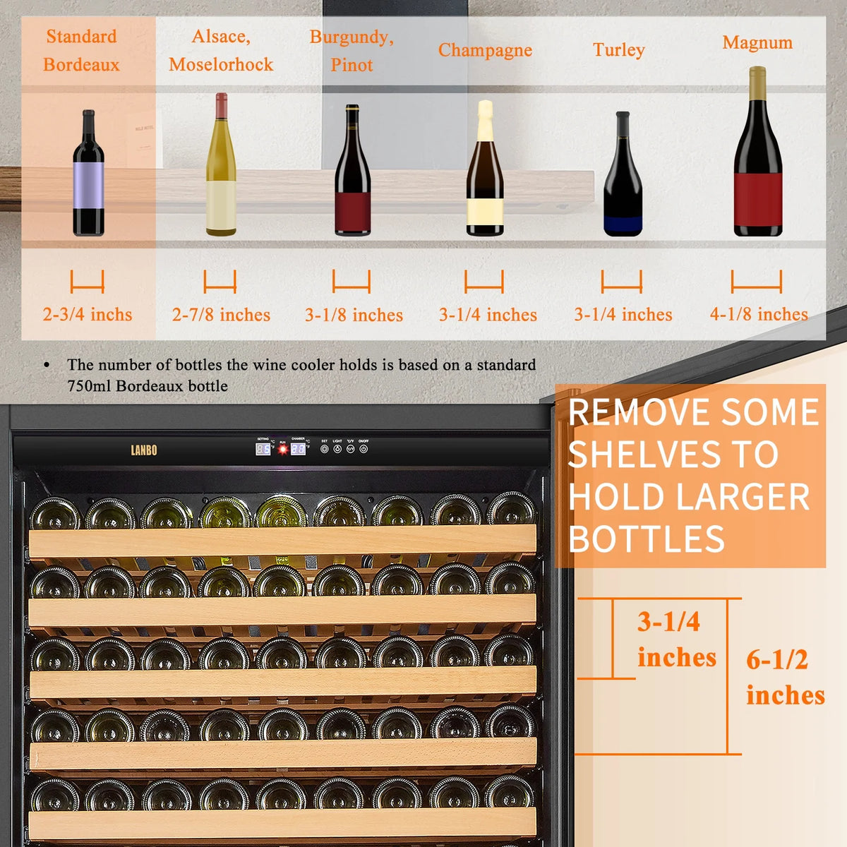 32 inch 287 Bottle Dual Zone Compressor Wine Refrigerator E280