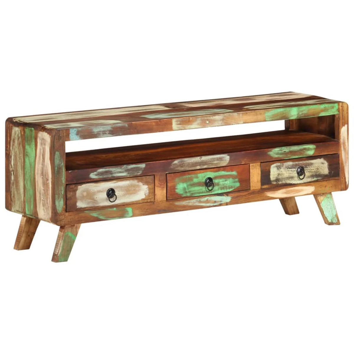 Reclaimed Wood TV Cabinet with 3 Storage Drawers K541