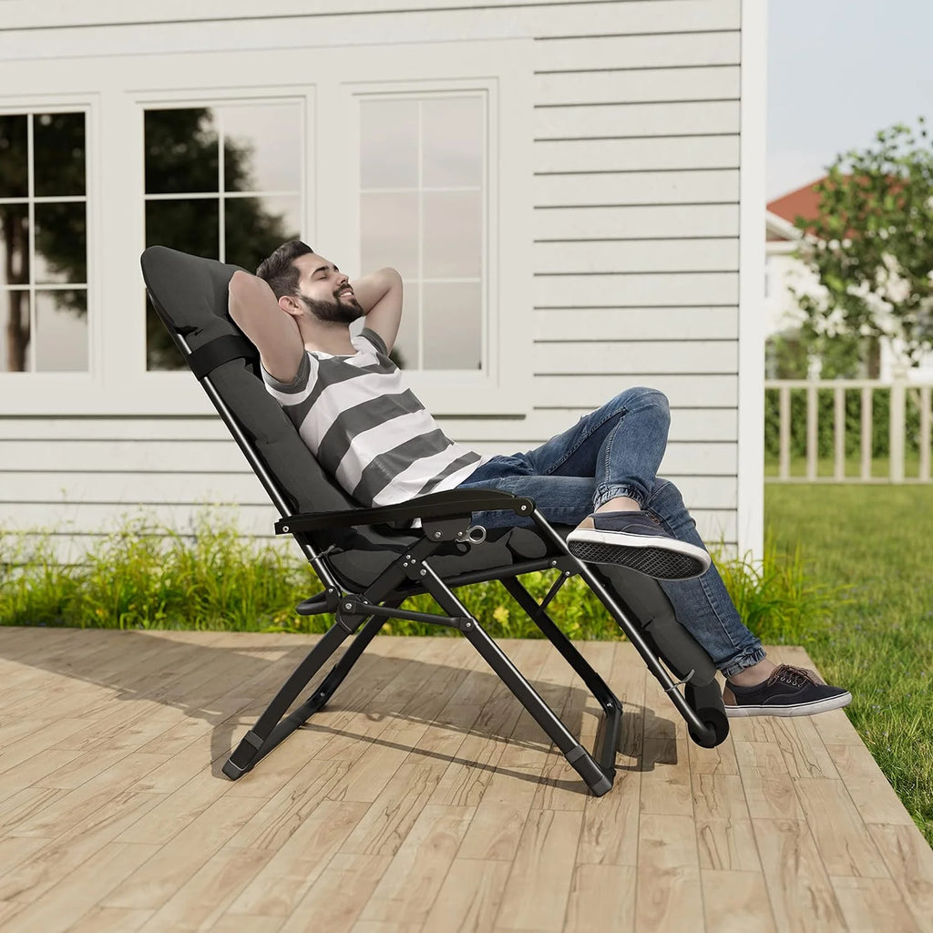 Oversized Zero Gravity Chair Set of 2 Dark Gray V6423