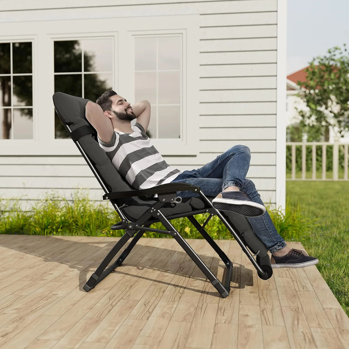 Oversized Zero Gravity Chair Set of 2 Dark Gray V6423