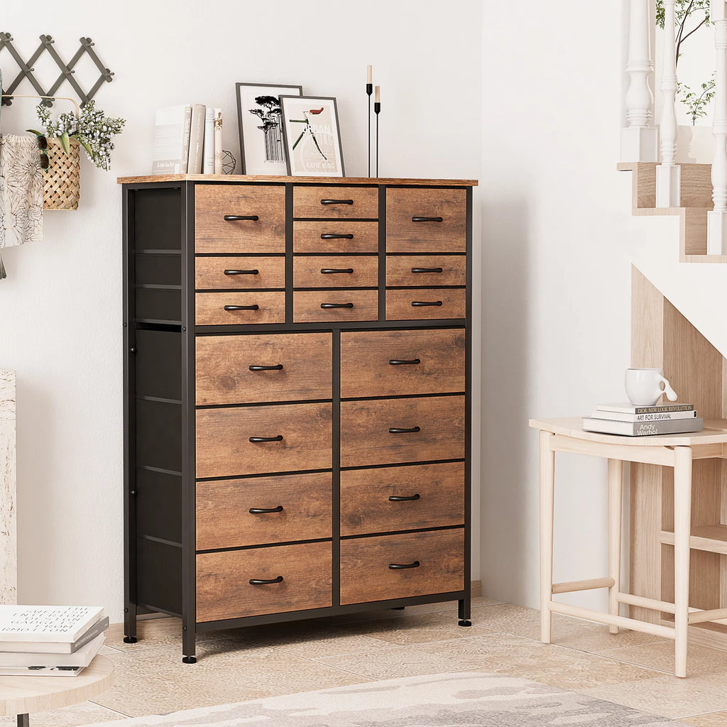 Brown 18 Drawer Wood Dresser V86652