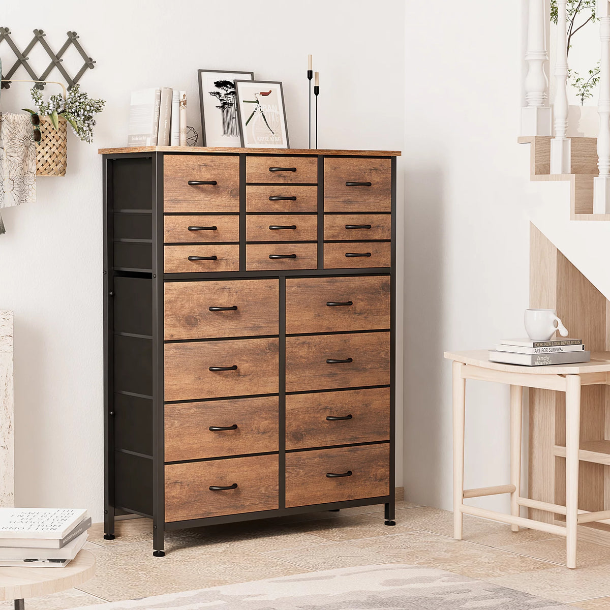 Brown 18 Drawer Wood Dresser V86652