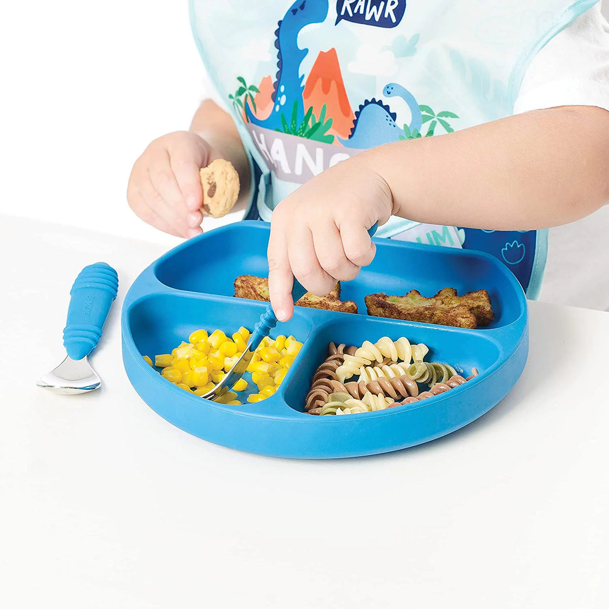 Silicone Suction Divided Baby Plate, BPA Free, 2pk Dark Blue/Blue U87113