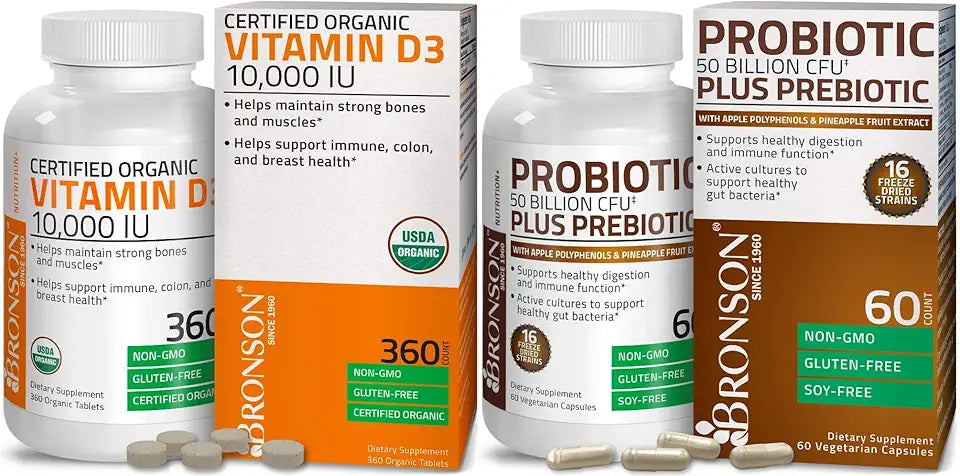 Probiotic 50 Billion CFU Prebiotic Vitamin D3 10,000 IU T641