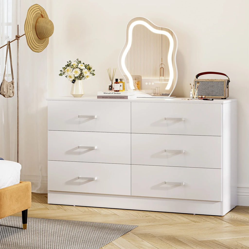 Black 6 Drawer Wood Double Dresser A1376