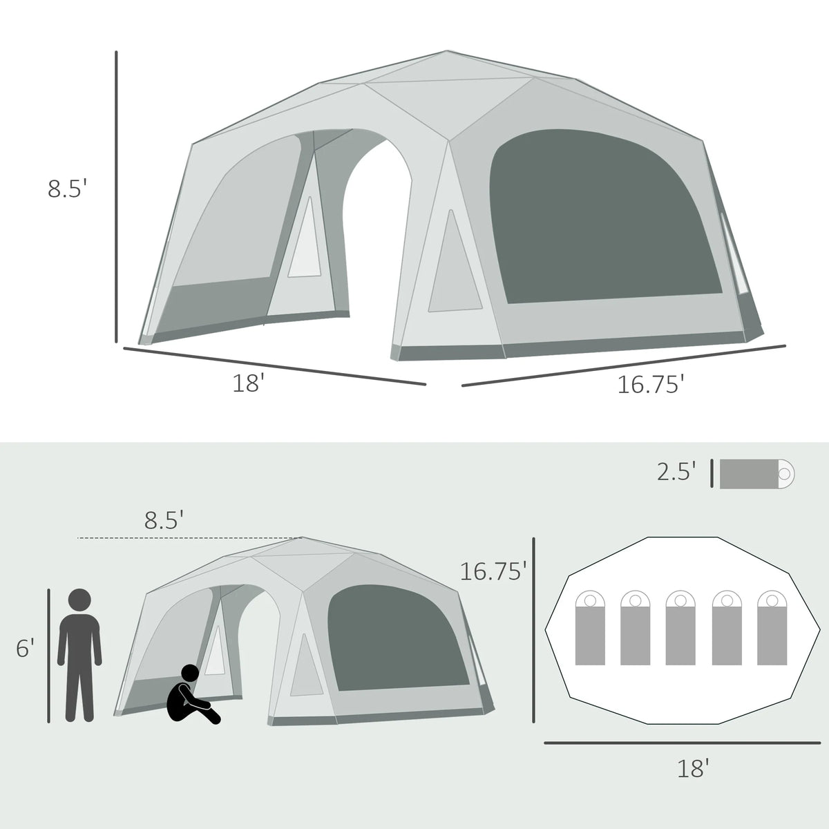 20 Person Camping Tent with 2 Doors P3216