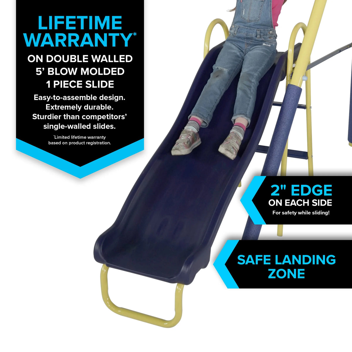 Metal Swing Set with Teeter-Totter and Double Wall Slide W121337