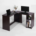 Brown L-Shaped Corner Desk with 2 Shelves T574515