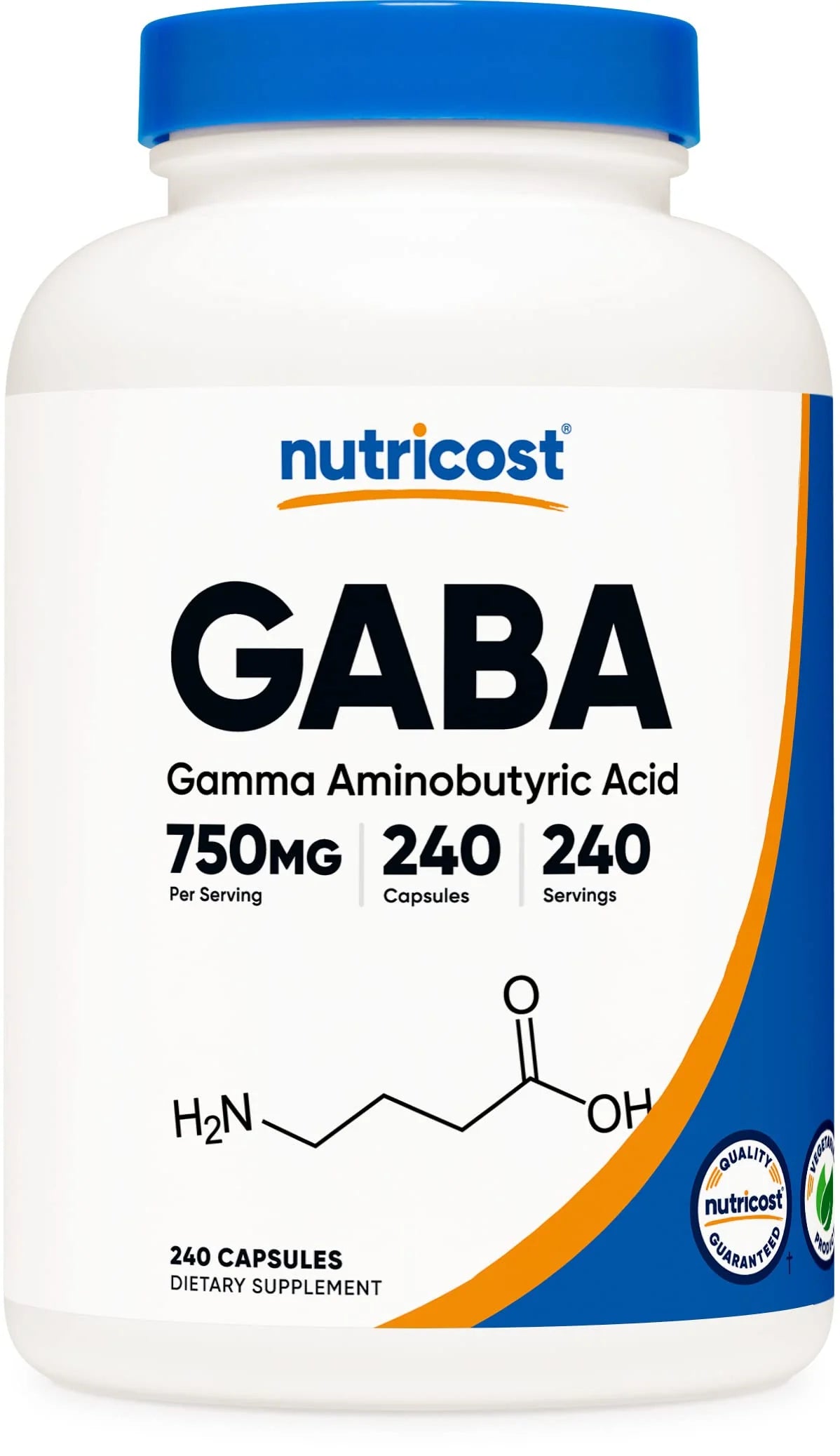 GABA 750mg 240 Capsules Non-GMO Gluten Free K40005