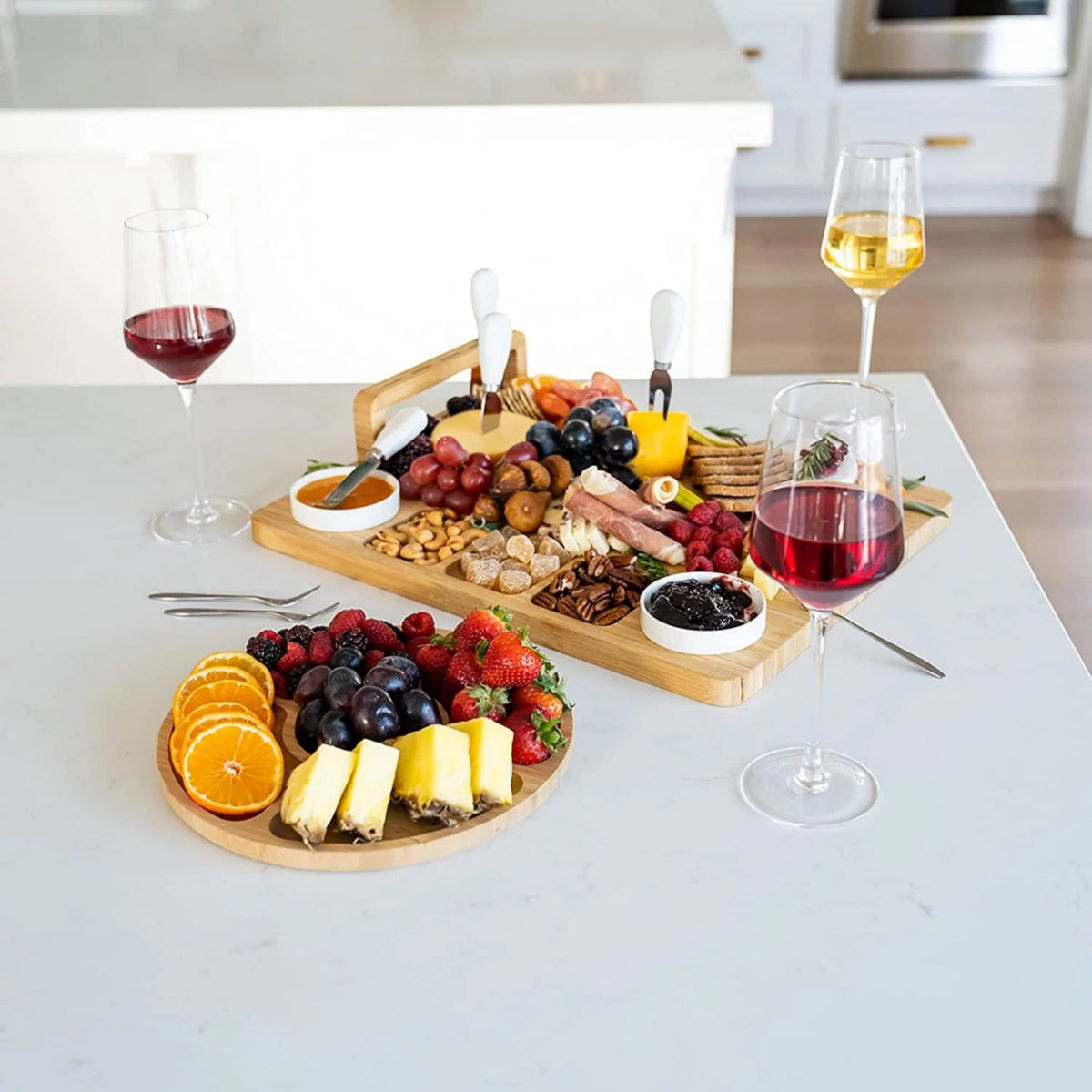 Wooden Bamboo Charcuterie Board Set F42920