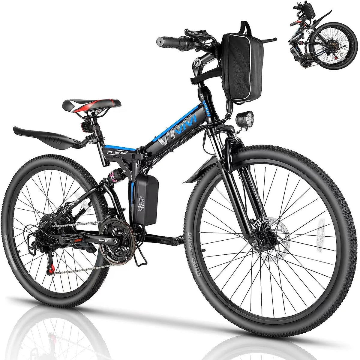 26'' Folding Electric Mountain Bike 500W 21 Speed 48V Removable Battery P558643