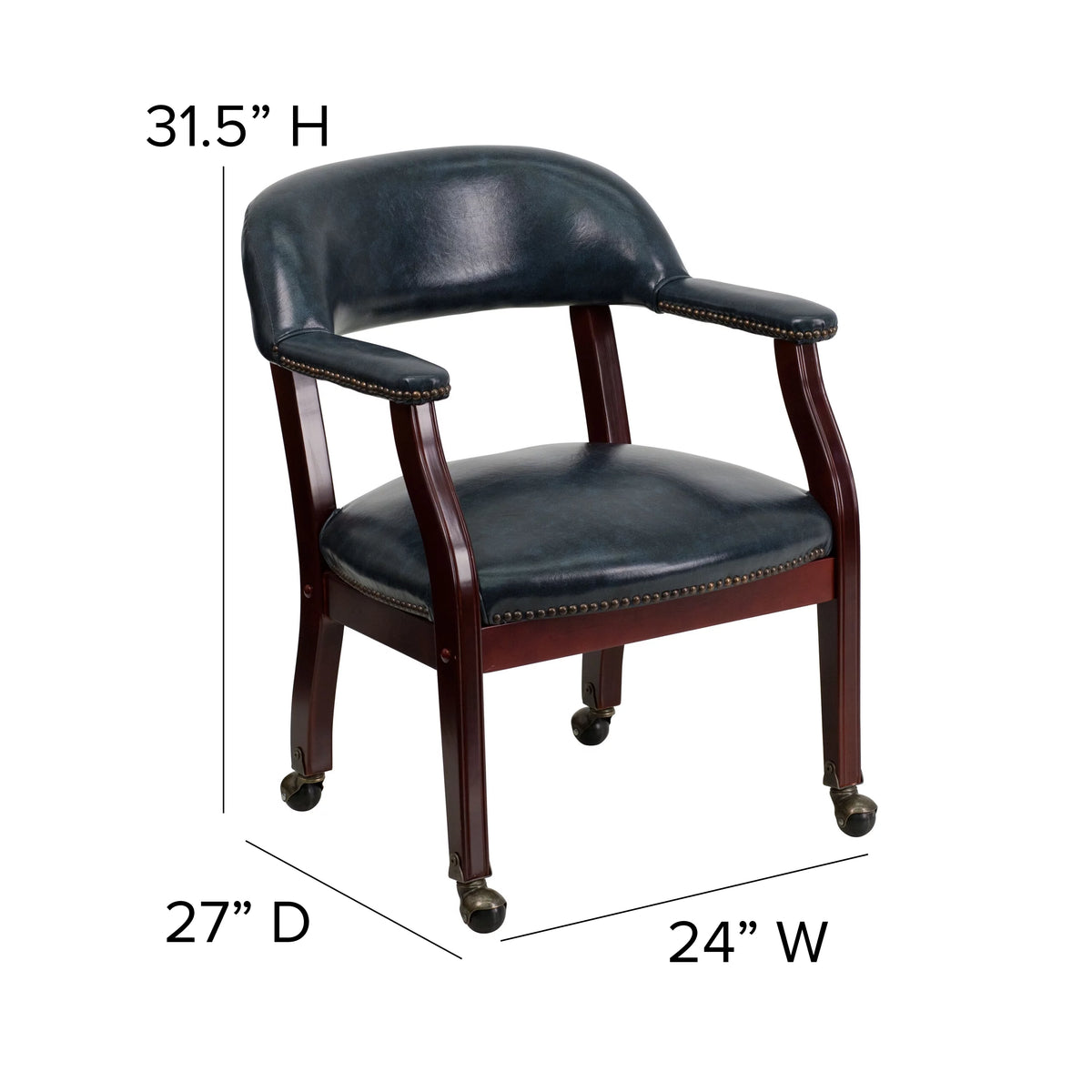 Navy Vinyl Conference Chair with Casters N139813