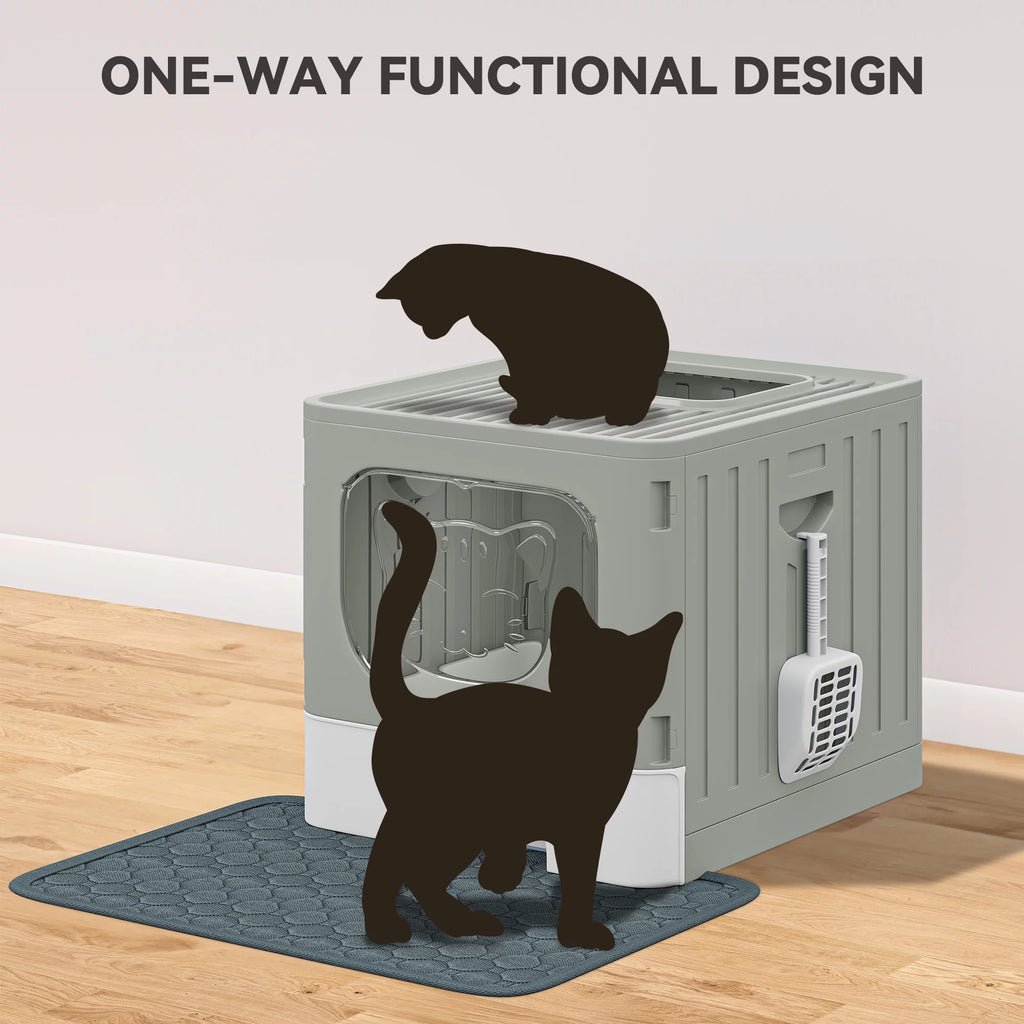 Large Enclosed Cat Litter Box with Cushion & Litter Scoop V2149
