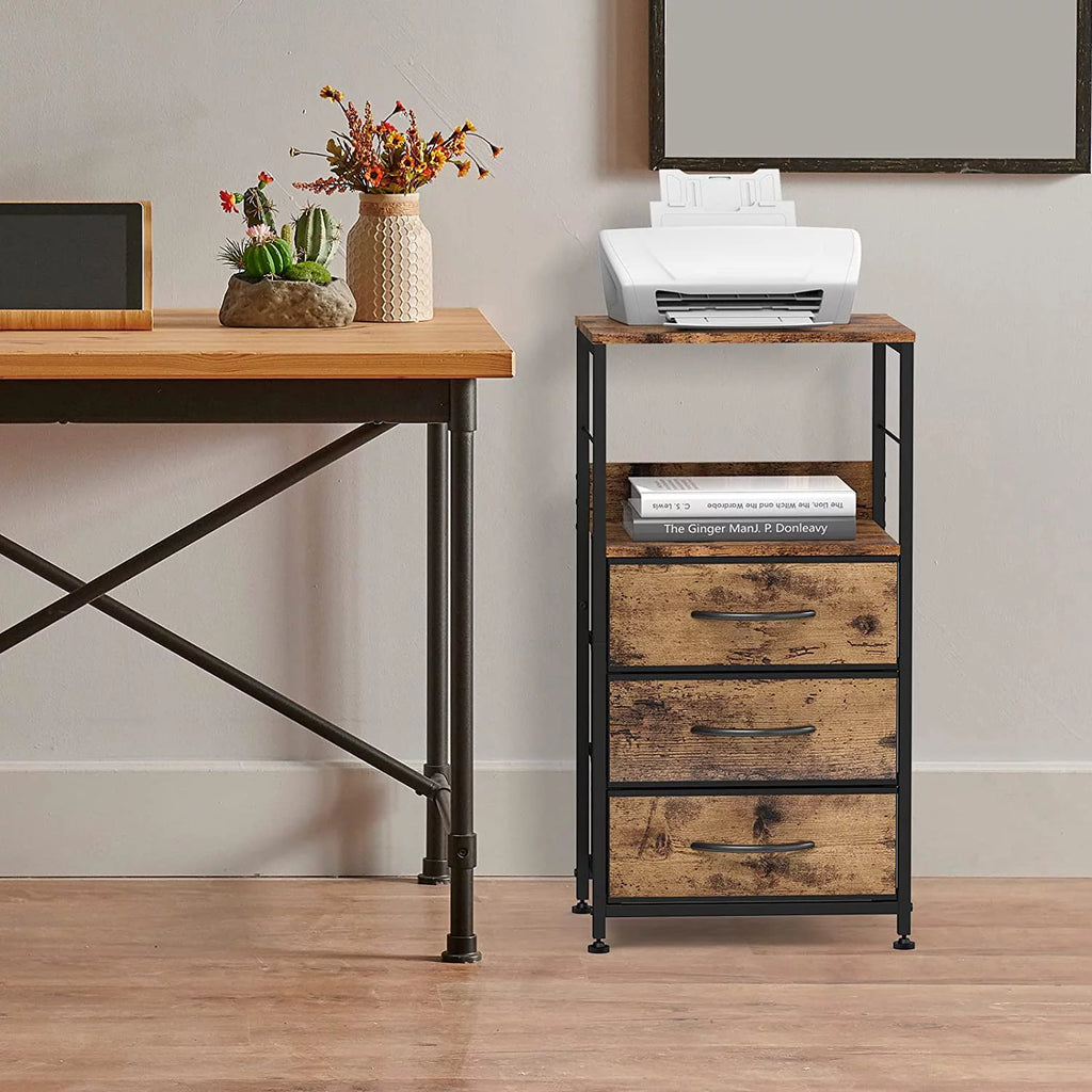 Brown 3 Drawer Wood Nightstand J7386