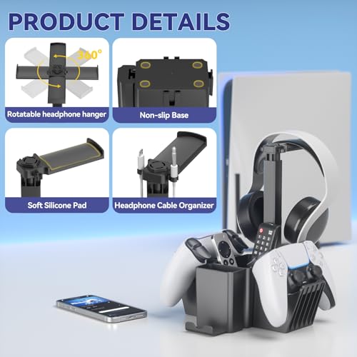 Controller Holder with Headphone Stand and Phone Holder D778