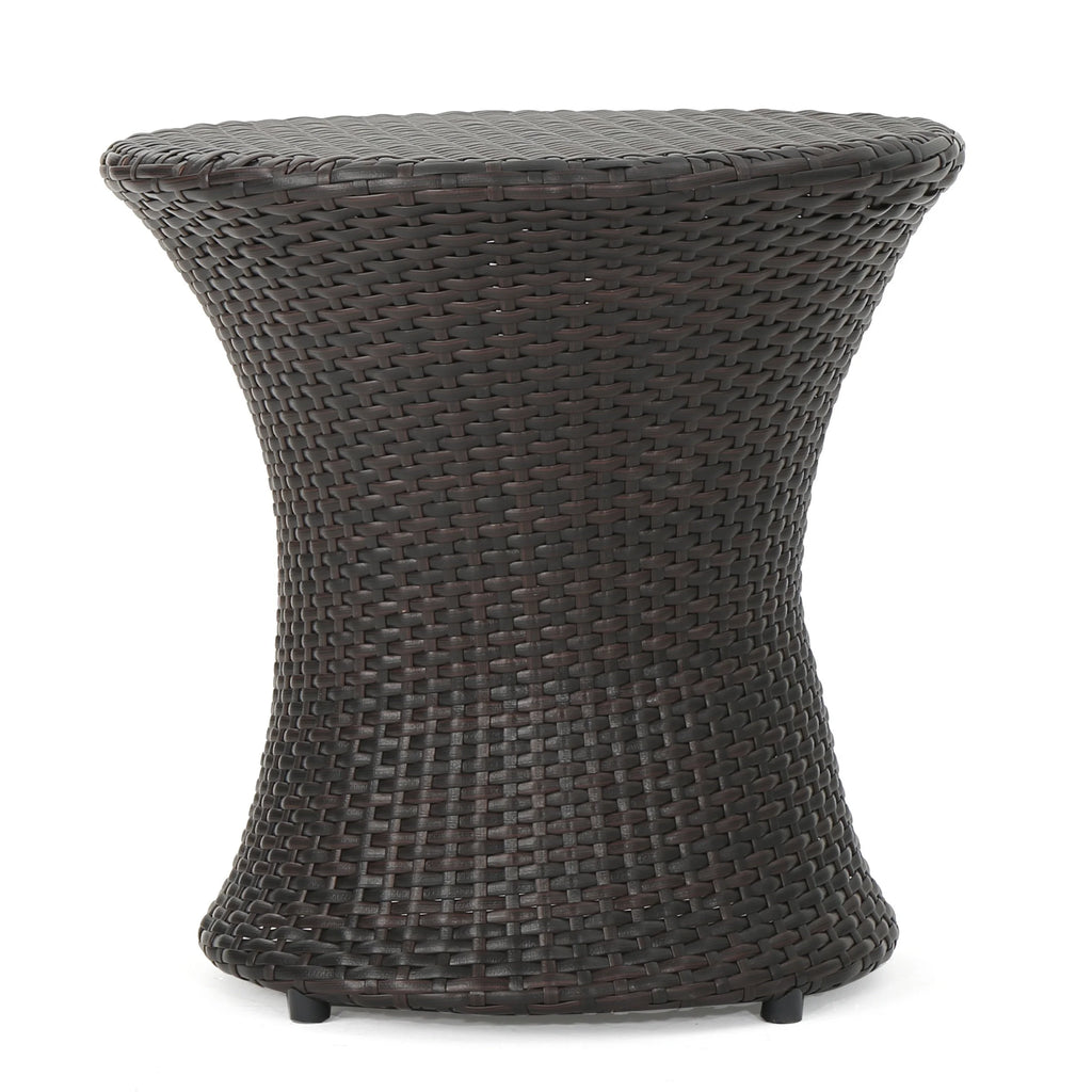 Multibrown Outdoor Wicker Side Table Z2552