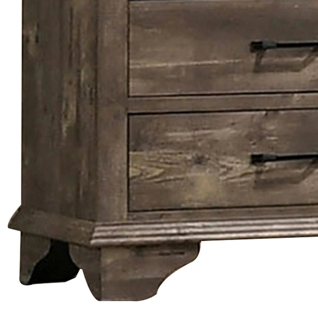5 Gliding Drawers Rustic Gray Solid Wood Dresser Chest M6242