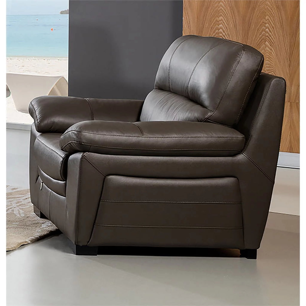Taupe Brown Italian Leather Chair W674511