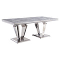 Light Gray Mirrored Silver Dining Table Q437028