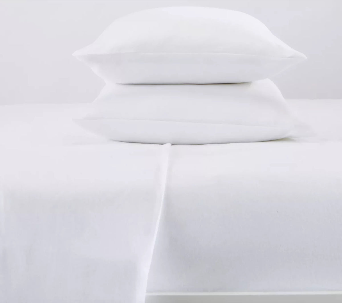 4 Piece 100% Cotton Flannel Queen Size White Bed Sheet Set H9745